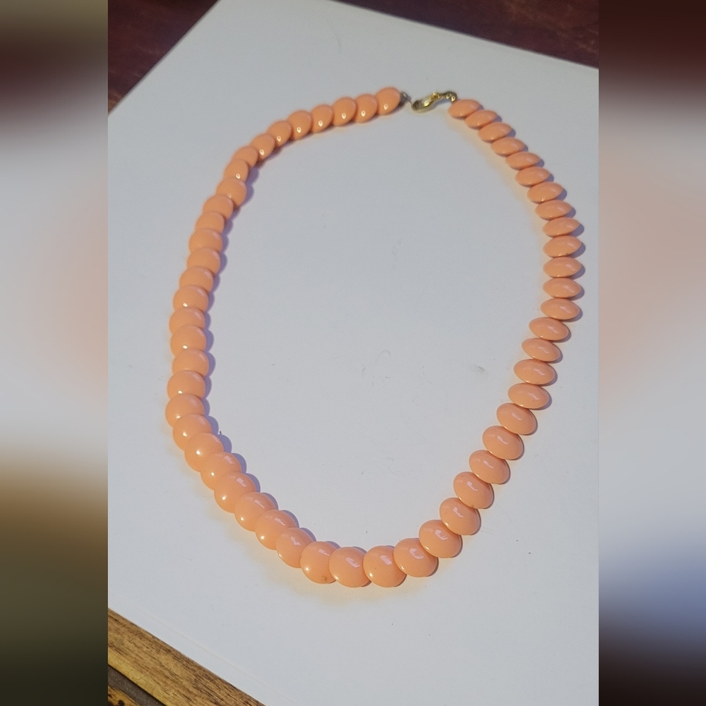 Elegant 16" Peach Beaded Necklace